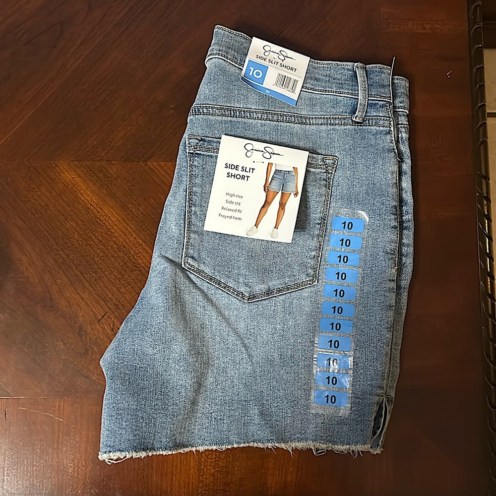 Jessica Simpson new denim shorts, THML blouse